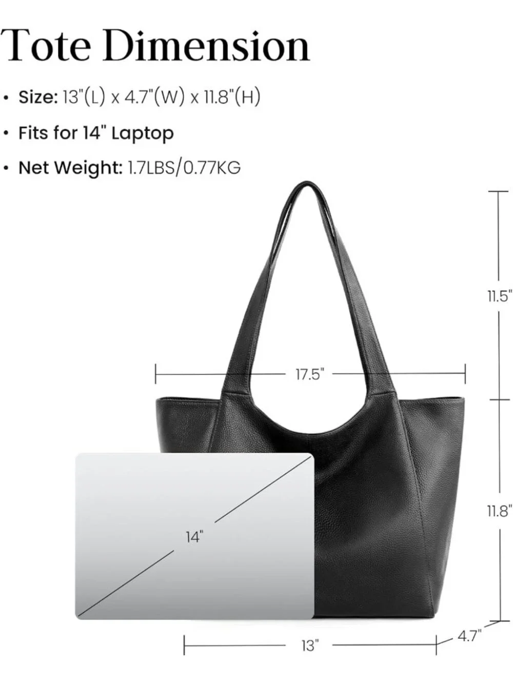 Soft Genuine Leather Tote Bag for Women | Slouchy Shoulder Bag with Zipper